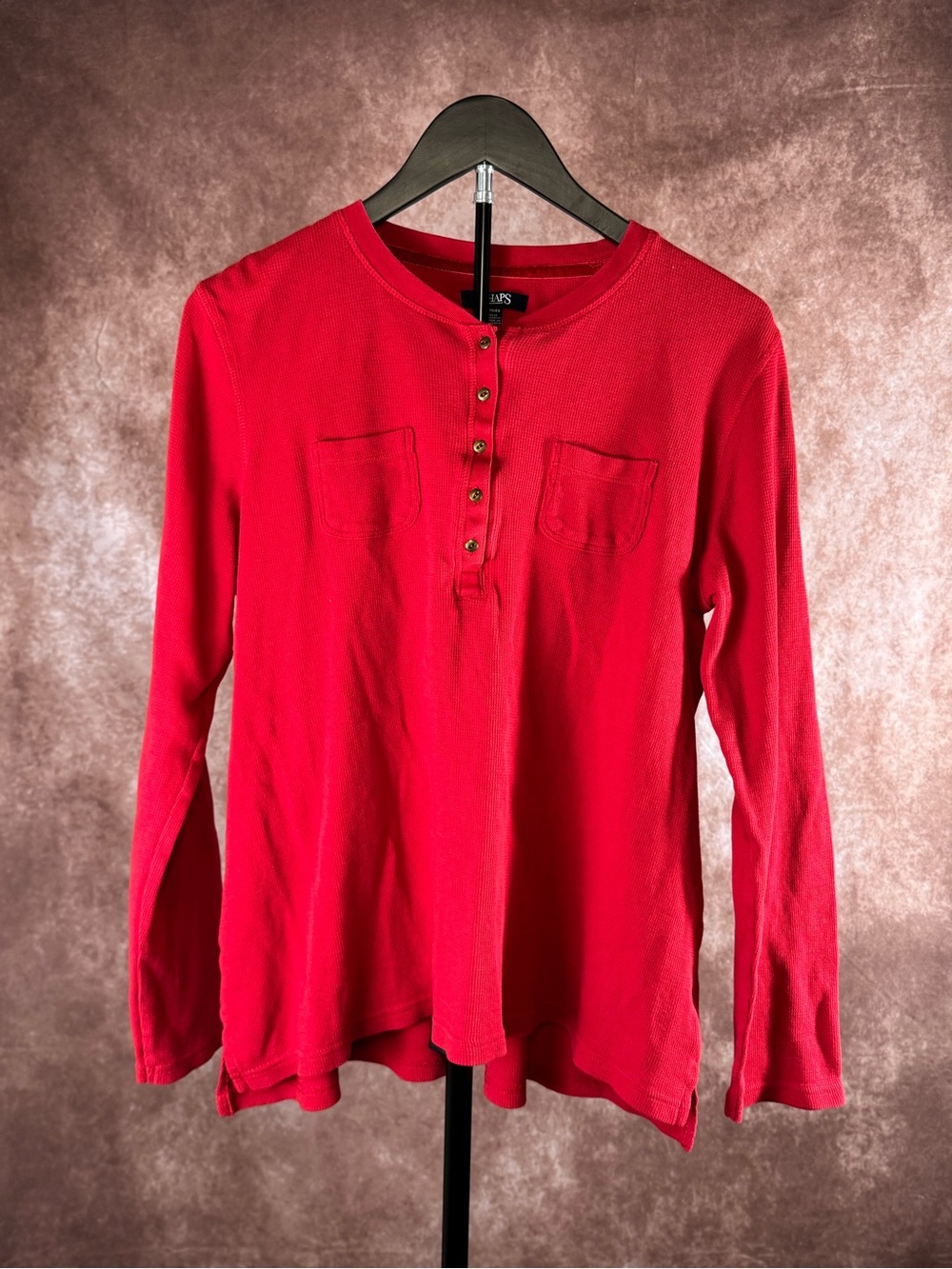 Chaps Red Long Sleeve Henley Shirt XL